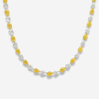 11.5ct Alternating Fancy Yellow and White Pear Diamond Necklace