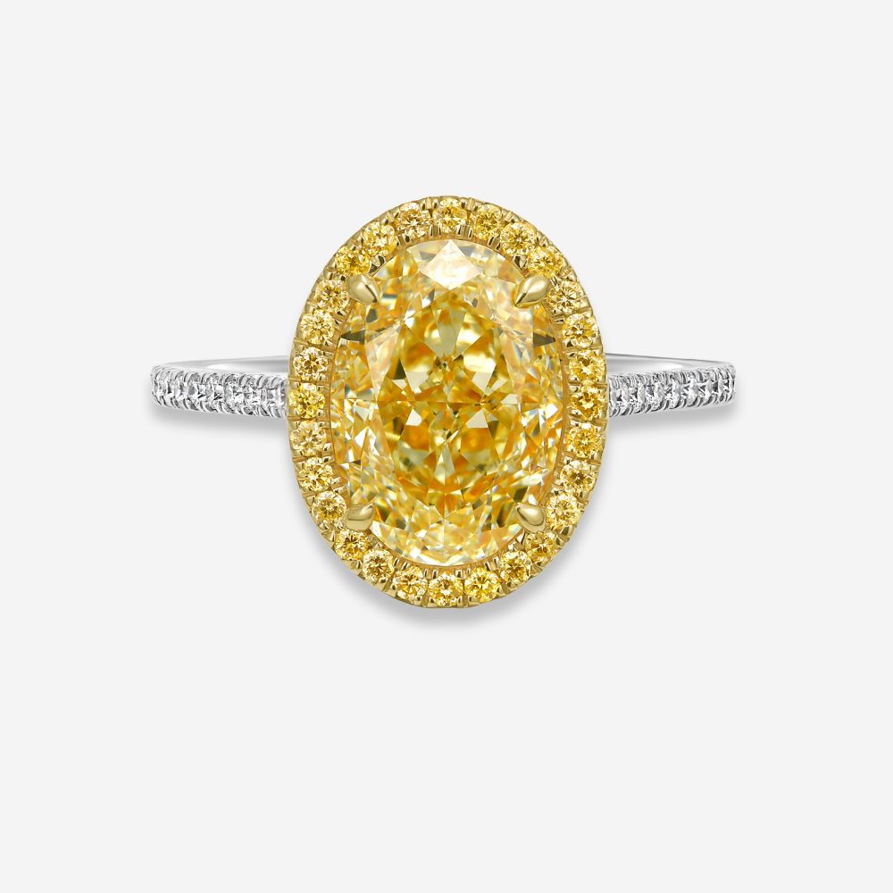 Two Tone 3 carat Oval Diamond Halo Engagement Ring