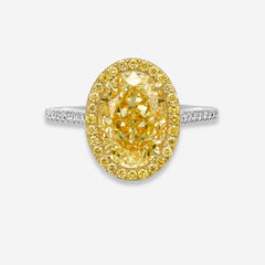 Two Tone Oval Diamond Halo Engagement Ring