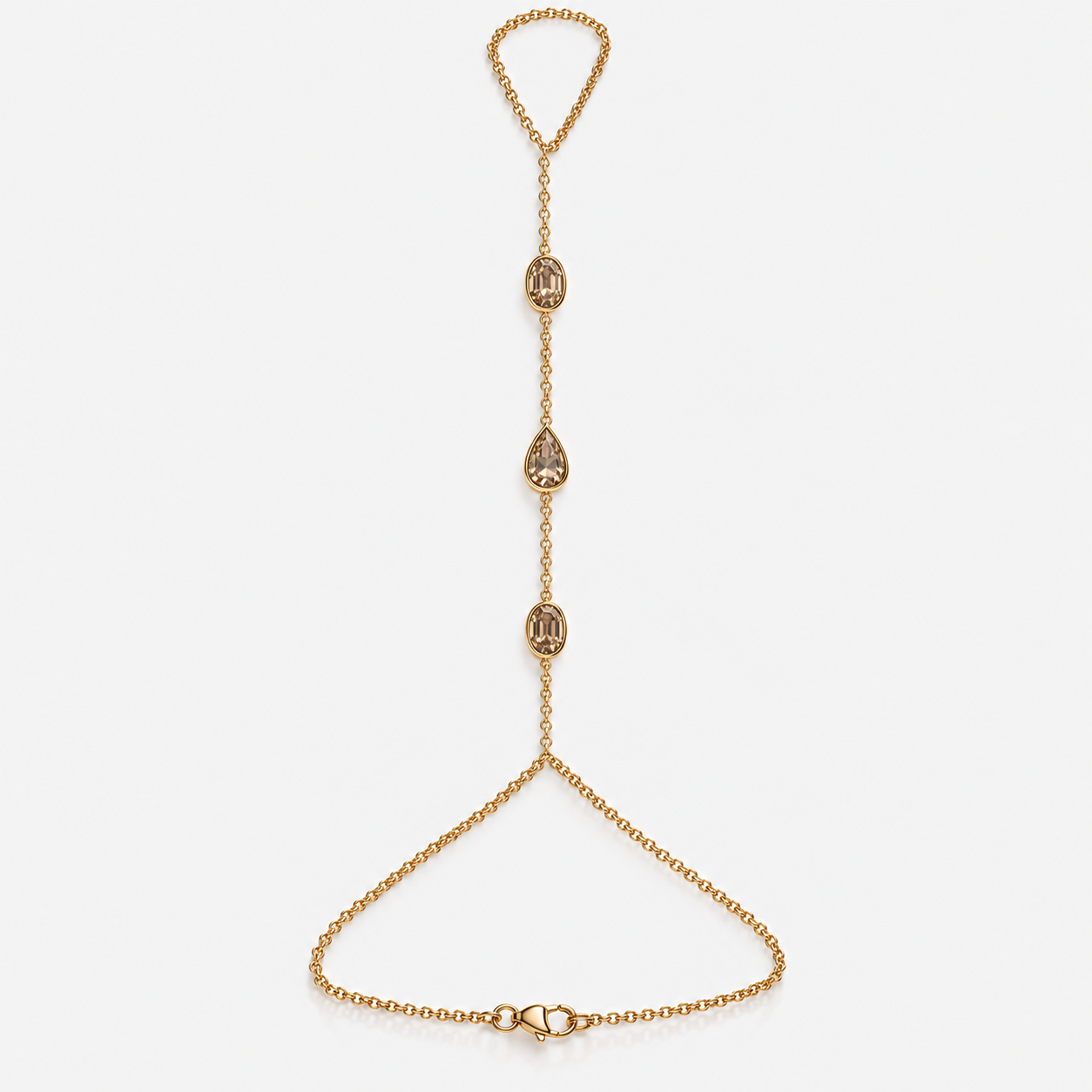 1.68ct Champagne Diamond Three Stone  Hand Chain