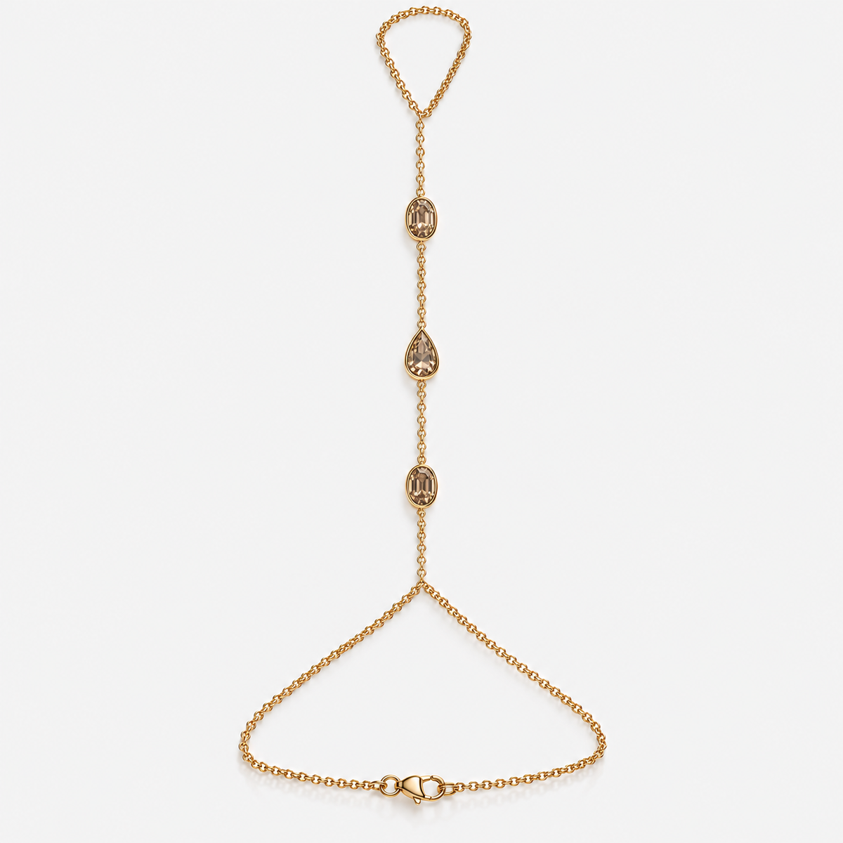 1.68ct Champagne Diamond Three Stone  Hand Chain