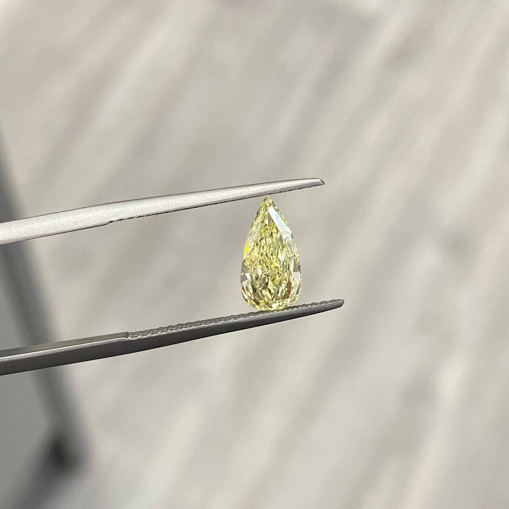 Natural 1.12ct Fancy Light Yellow Pear diamond loose stone — Rare Colors by Namdar NYC