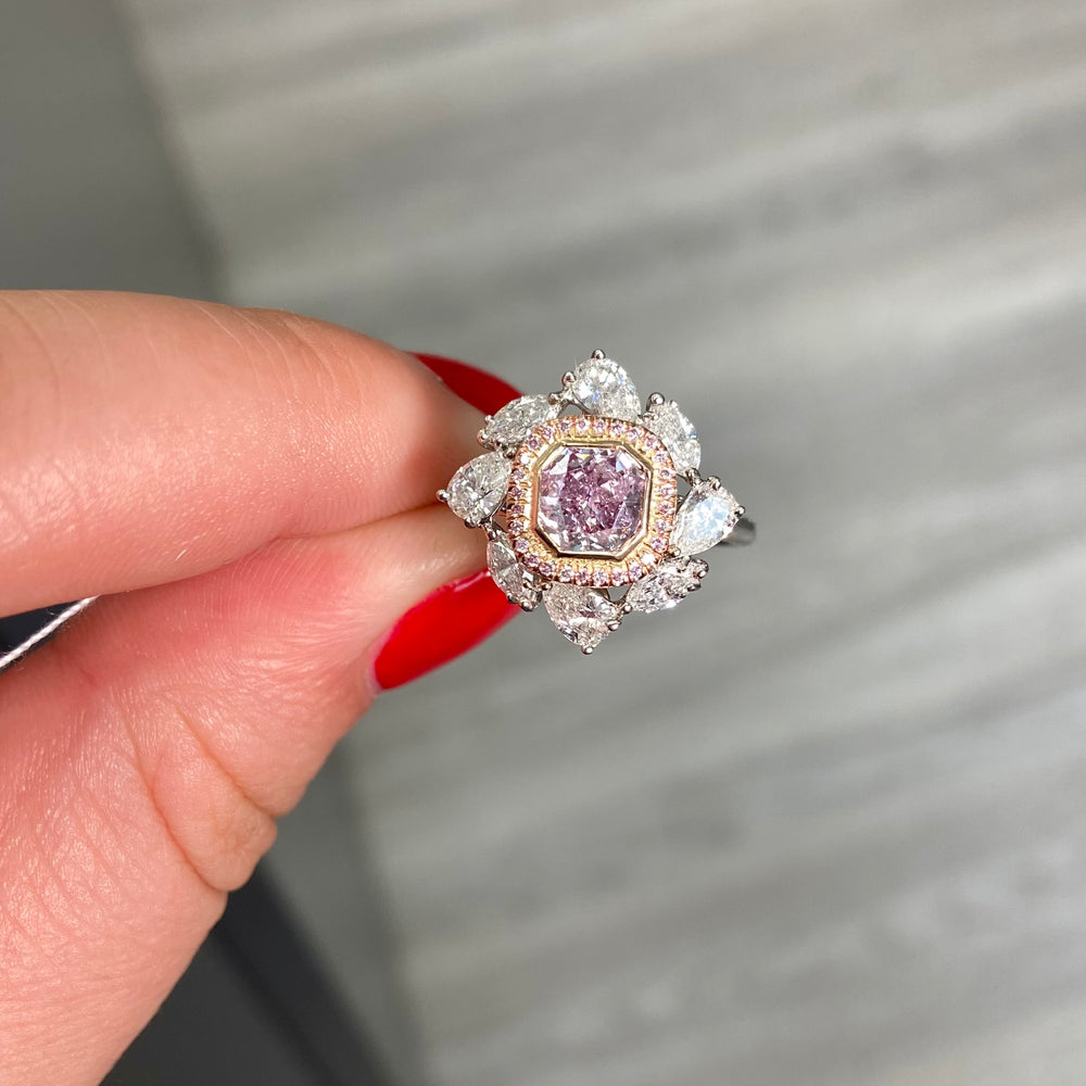 Natural 1.02ct Fancy Purple Radiant diamond ring — Rare Colors by Namdar NYC