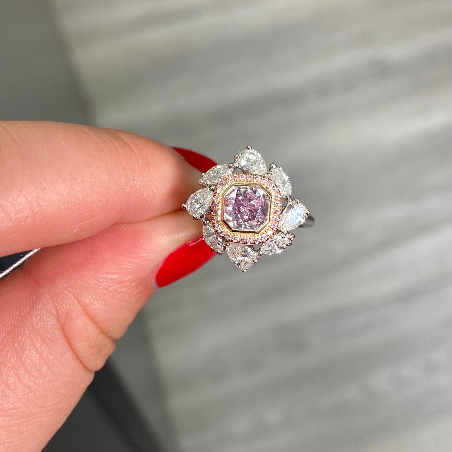 Natural 1.02ct Fancy Purple Radiant diamond ring — Rare Colors by Namdar NYC