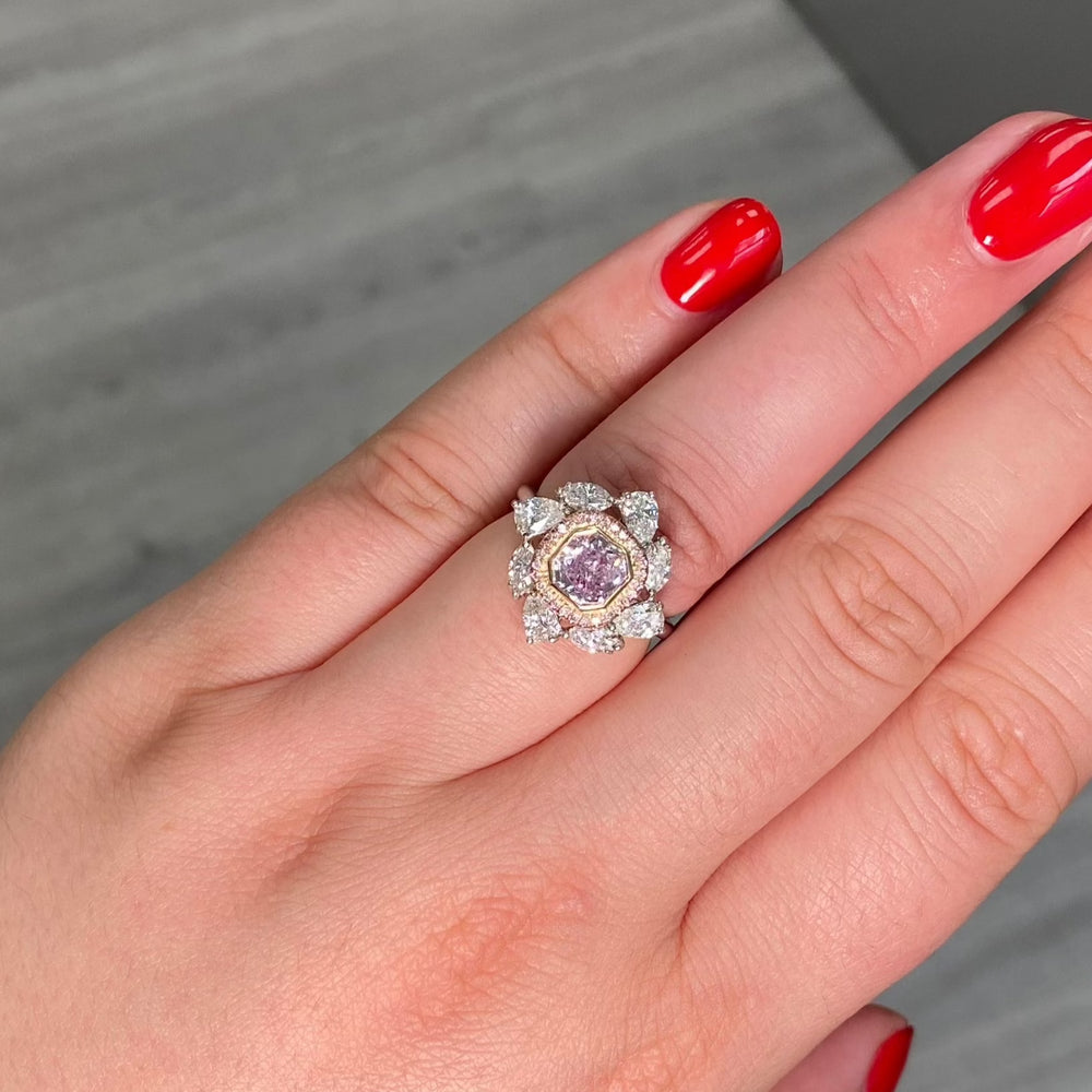1.02ct Fancy Purple Radiant diamond ring, handcrafted by Rare Colors by Namdar