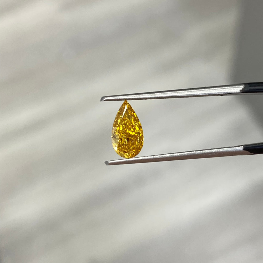 GIA 1ct Fancy Intense Orange Pear diamond fine jewelry at Rare Colors by Namdar, 5th Avenue New York