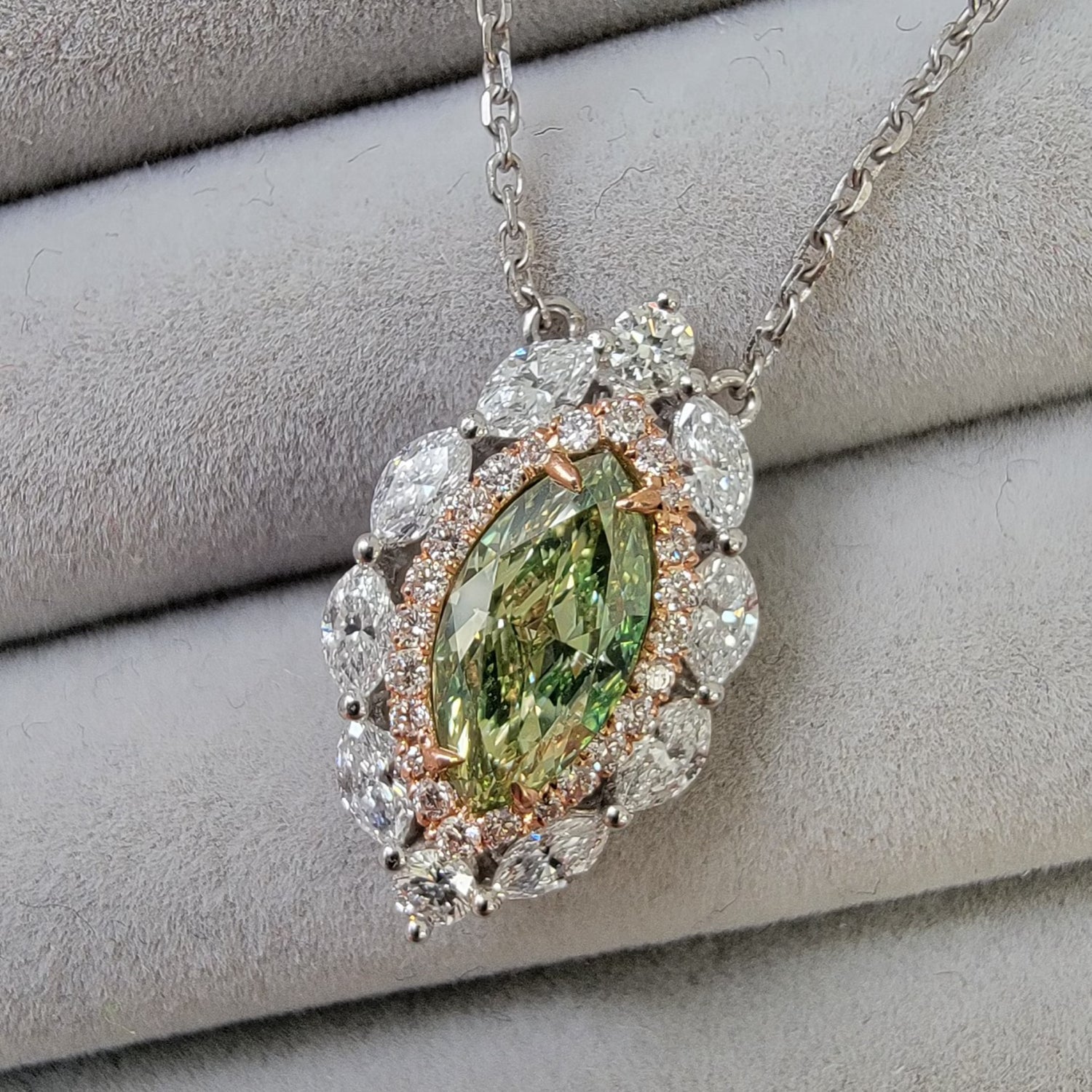 Natural 1ct Green Marquise diamond pendant — Rare Colors by Namdar NYC