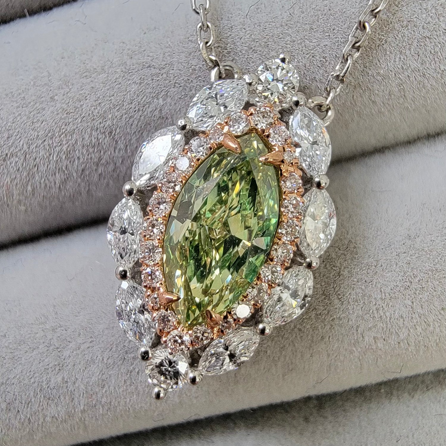 1ct Green Marquise diamond pendant by Rare Colors by Namdar, New York City