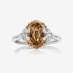 3 Carat Fancy Brown-Yellow Step Oval Diamond Engagement Ring