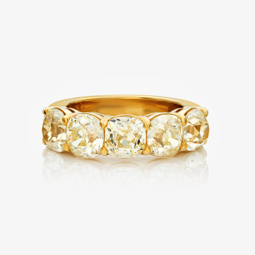 5 Carat Yellow Diamond Antique Cushion Diamond Half Eternity Band