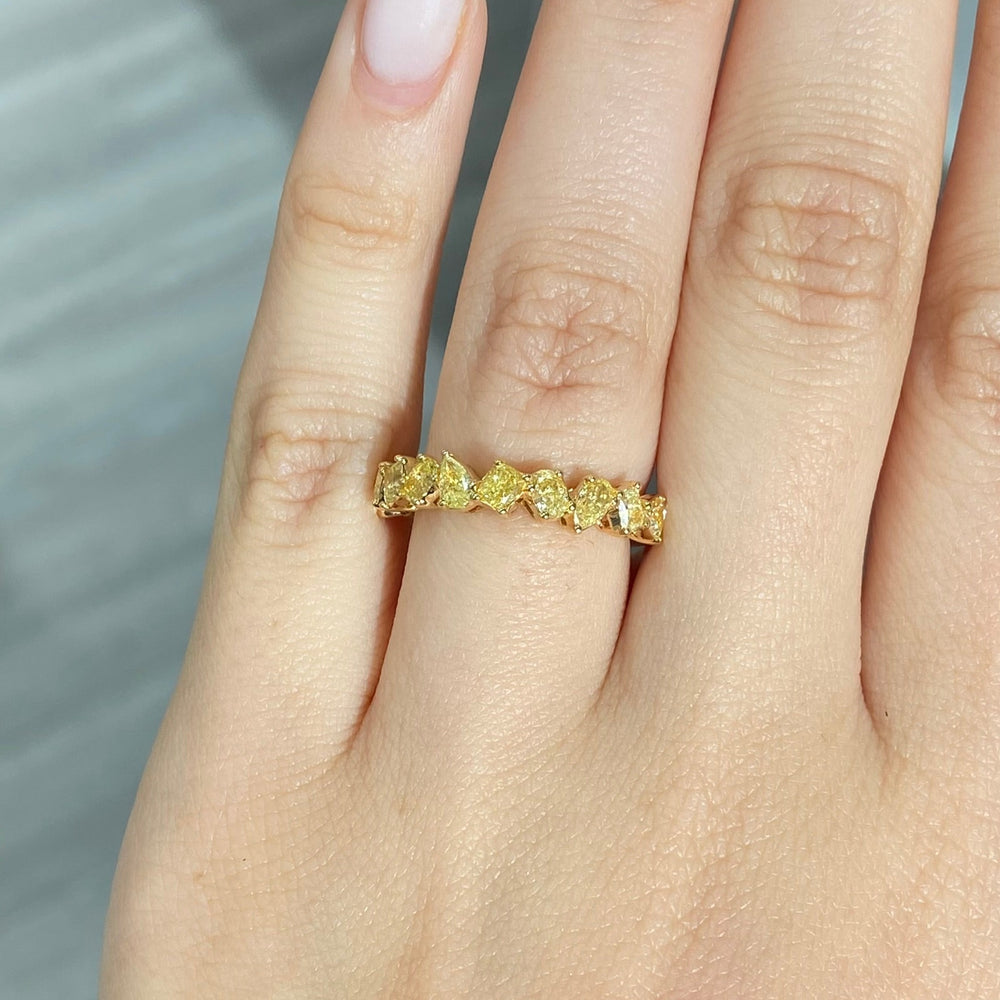 Intense Yellow diamond half eternity band by Rare Colors by Namdar, New York City