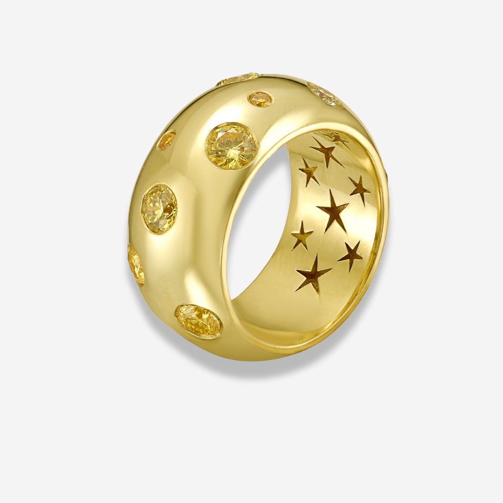 Yellow diamond band, handcrafted by Rare Colors by Namdar