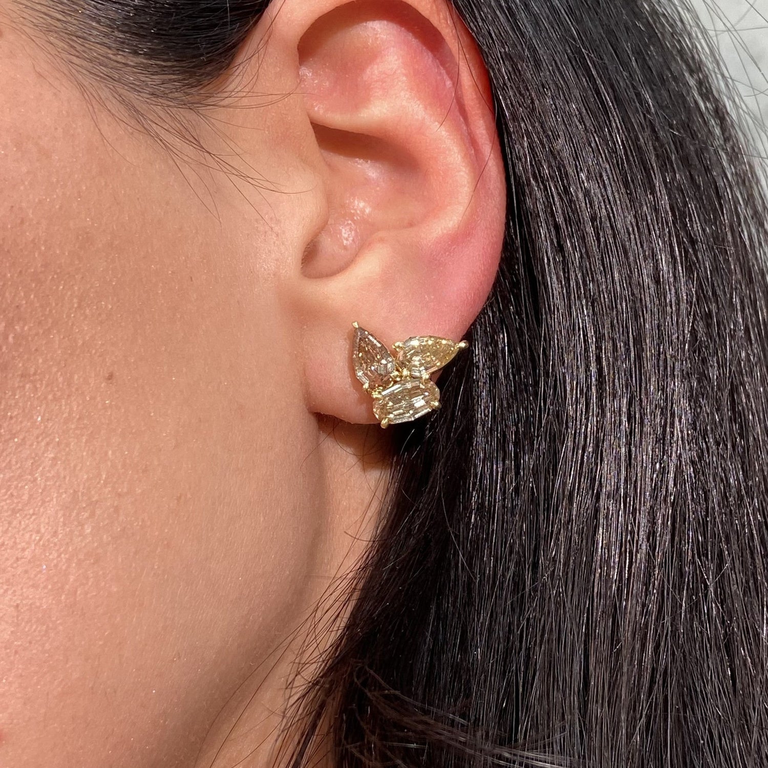 Champagne Diamond Organized Chaos Cluster Earrings