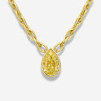 3 Carat Light Yellow Pear Diamond Bezel Pendant