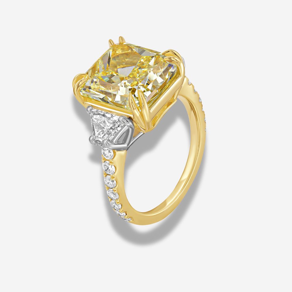 8.16ct Intense Yellow Radiant diamond engagement ring by Rare Colors by Namdar, New York City