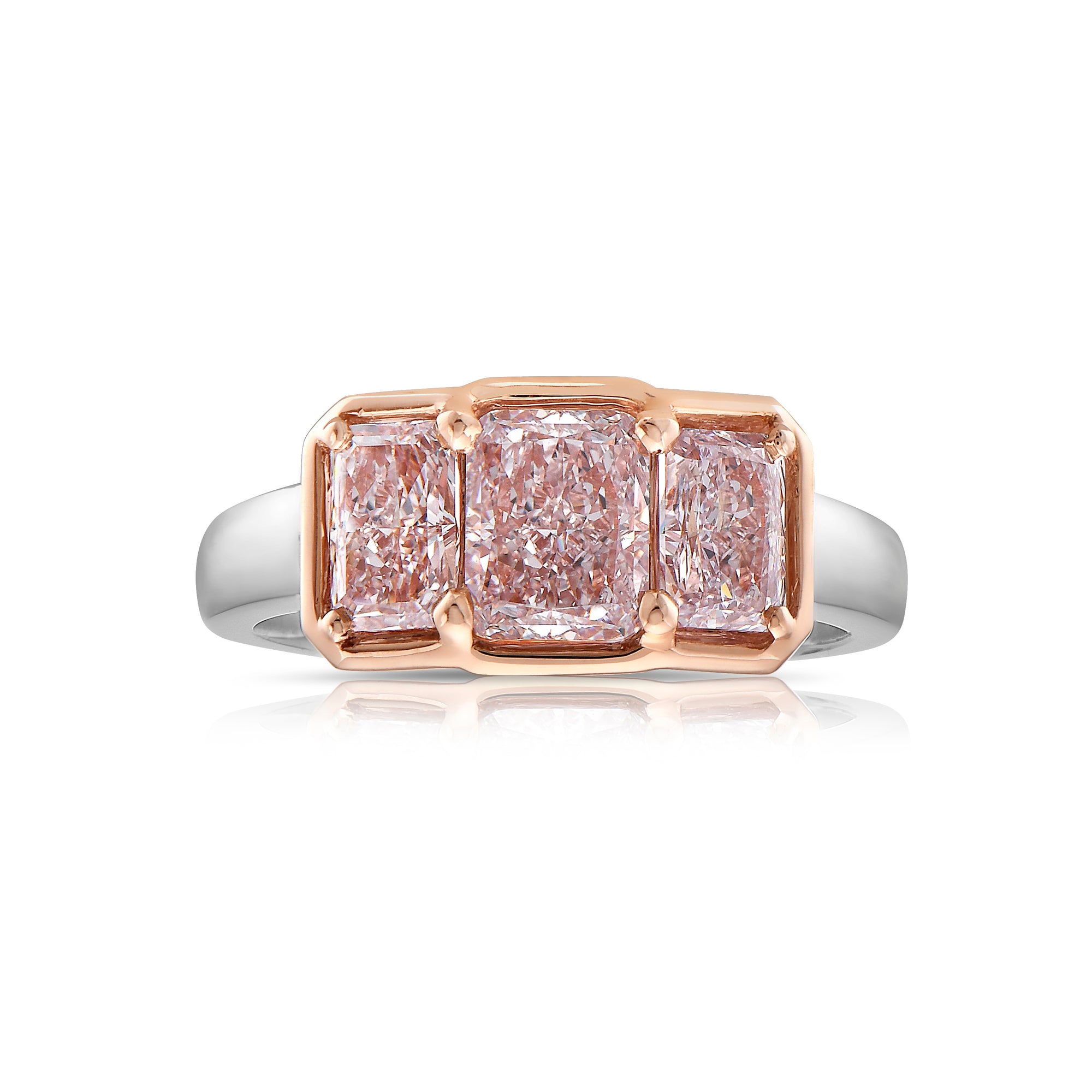 GIA Light Pink Elongated Radiant diamond engagement ring at Rare Colors by Namdar, 5th Avenue New York
