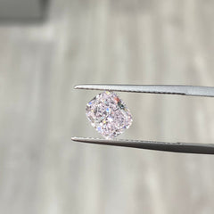 Pink diamond IF clarity. internally flawless. light pink. light pink diamond. pink diamond. pink diamonds. pink diamond cushion. GIA certified pink. GIA certified pink diamond.
