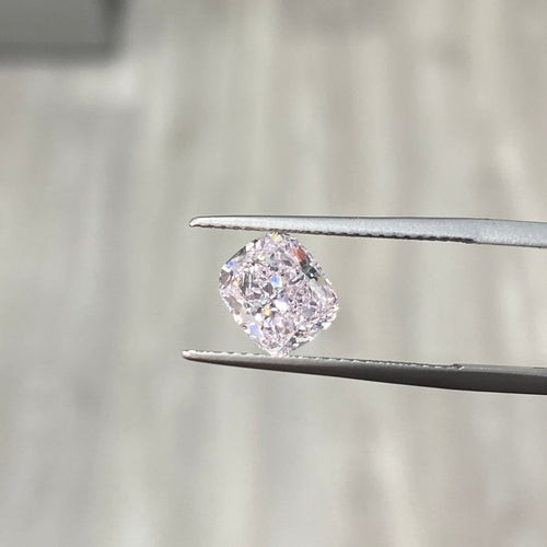 Pink diamond IF clarity. internally flawless. light pink. light pink diamond. pink diamond. pink diamonds. pink diamond cushion. GIA certified pink. GIA certified pink diamond.