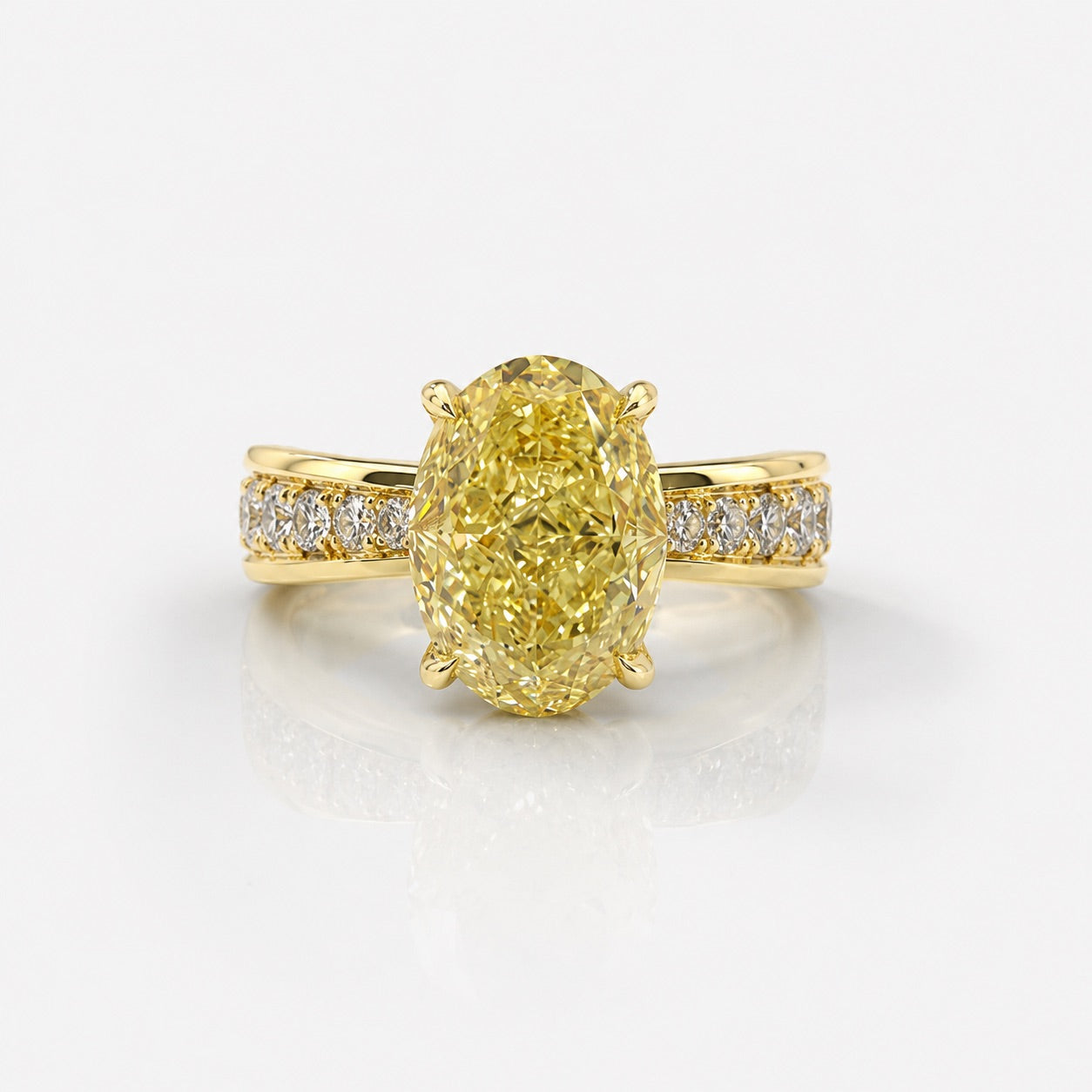 2.5ct Fancy Light Yellow Oval Diamond Solitaire Engagement Ring