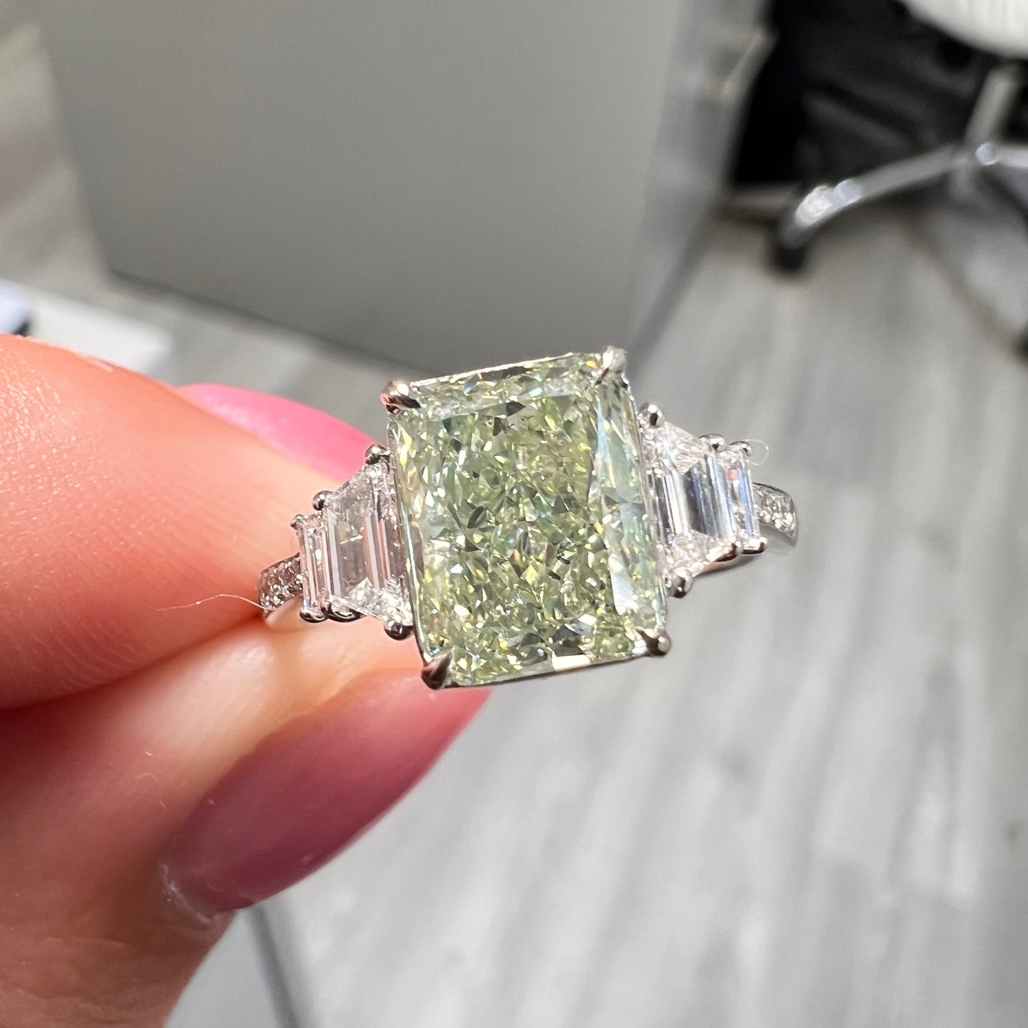 2ct Green diamond ring, handcrafted by Rare Colors by Namdar