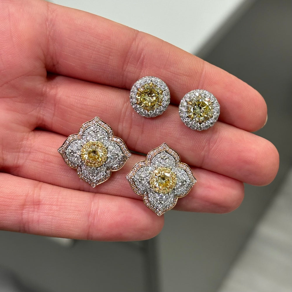 Rare Colors by Namdar 2ct Yellow Round diamond stud earrings, New York City