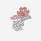 Pink and White Diamond Floral Toi et Moi Ring