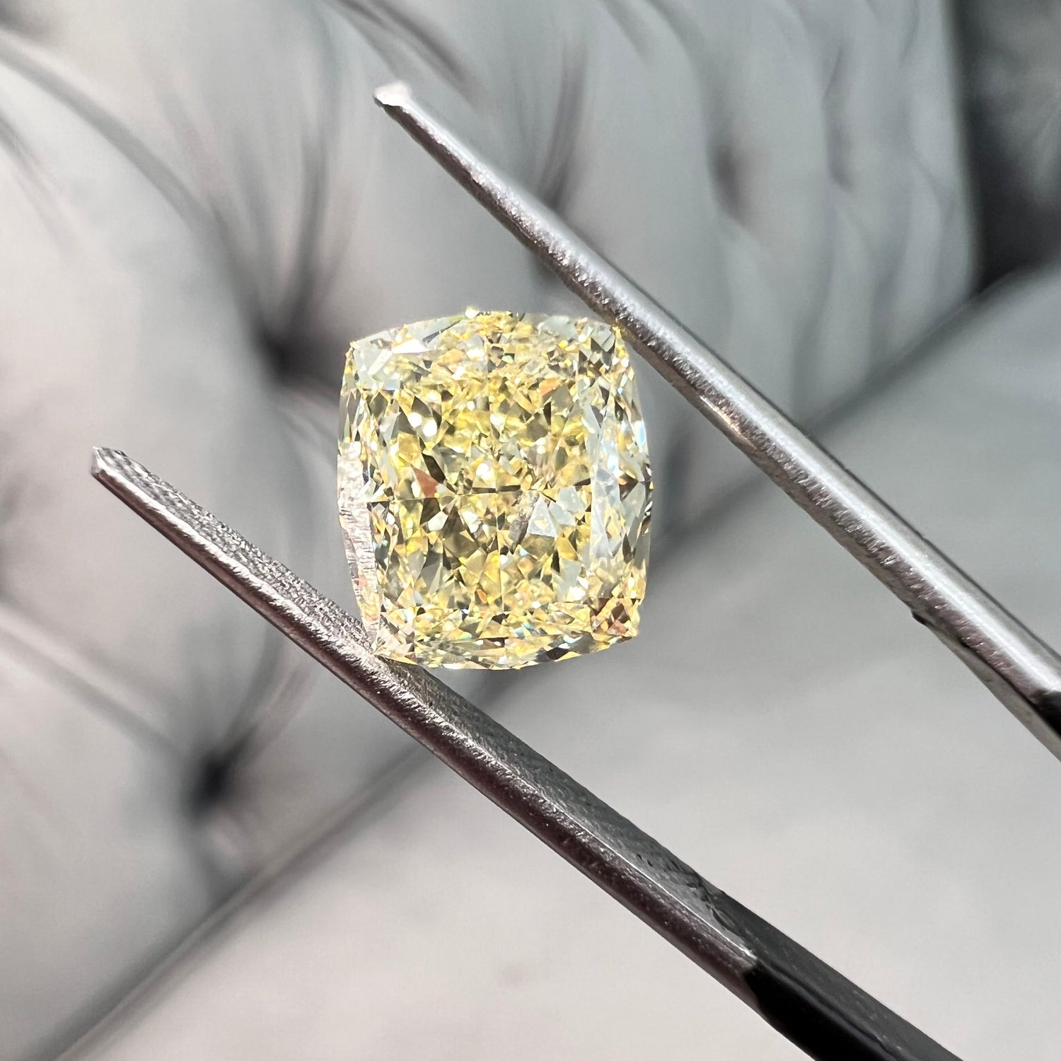 GIA 3.54ct Fancy Light Yellow Cushion diamond loose stone at Rare Colors by Namdar, 5th Avenue New York