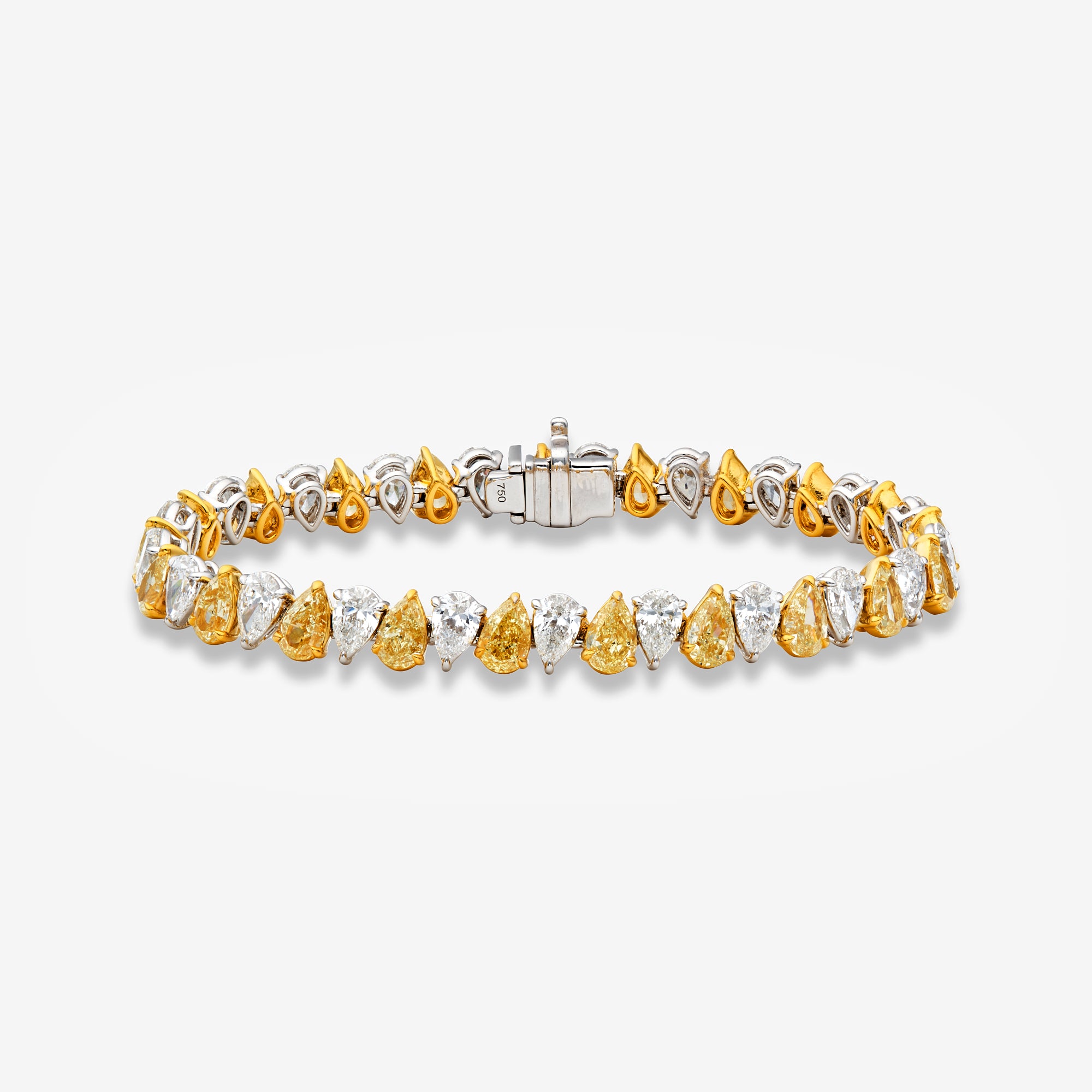 Alternating Yellow and Colorless Pear Diamond Bracelet