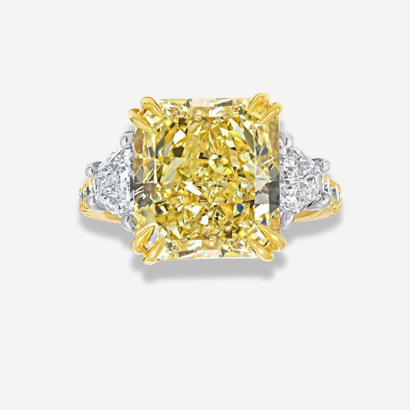 8.16 Carat Intense Yellow Radiant Diamond Engagement Ring