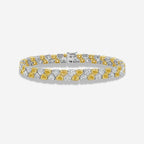 16 Carat Yellow and Colorless Heart Diamond Tennis Bracelet