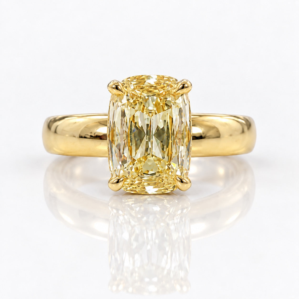 2ct GIA Light Yellow Old Mine Cushion Diamond Tate Engagement Ring