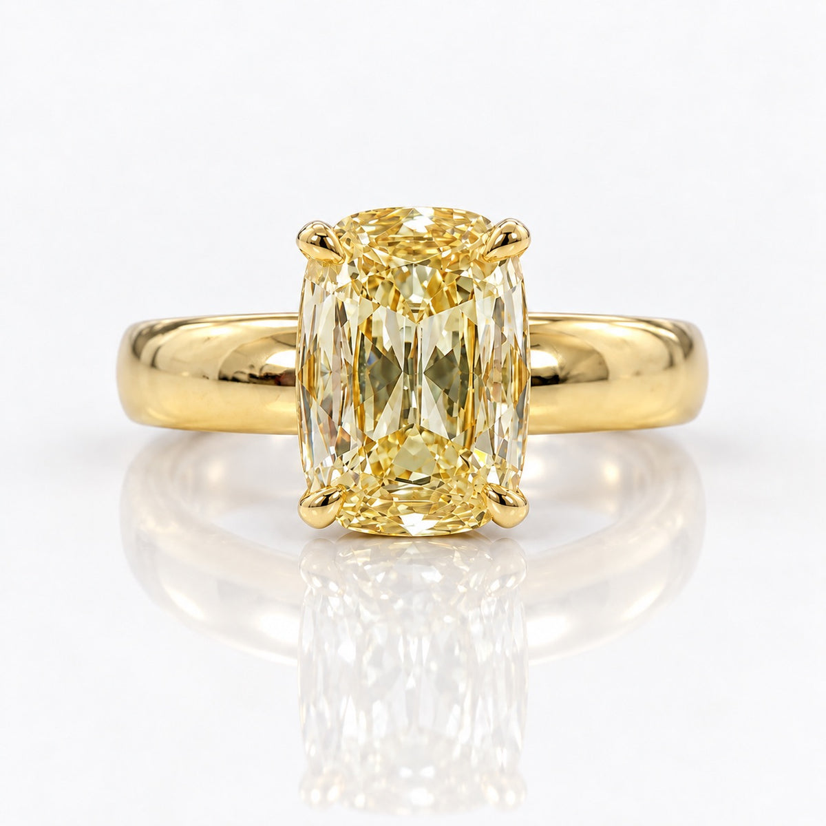 2ct GIA Light Yellow Old Mine Cushion Diamond Tate Engagement Ring