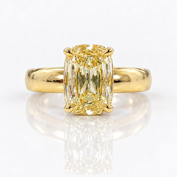 2ct GIA Light Yellow Old Mine Cushion Diamond Tate Engagement Ring