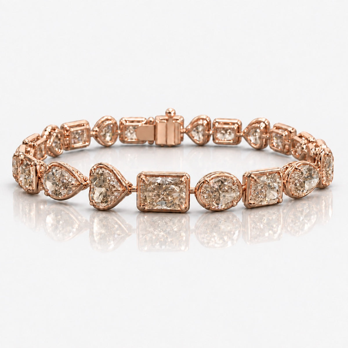 21 Carat Mixed Champagne Diamond Bezel Set Bracelet