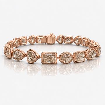 21 Carat Mixed Champagne Diamond Bezel Set Bracelet