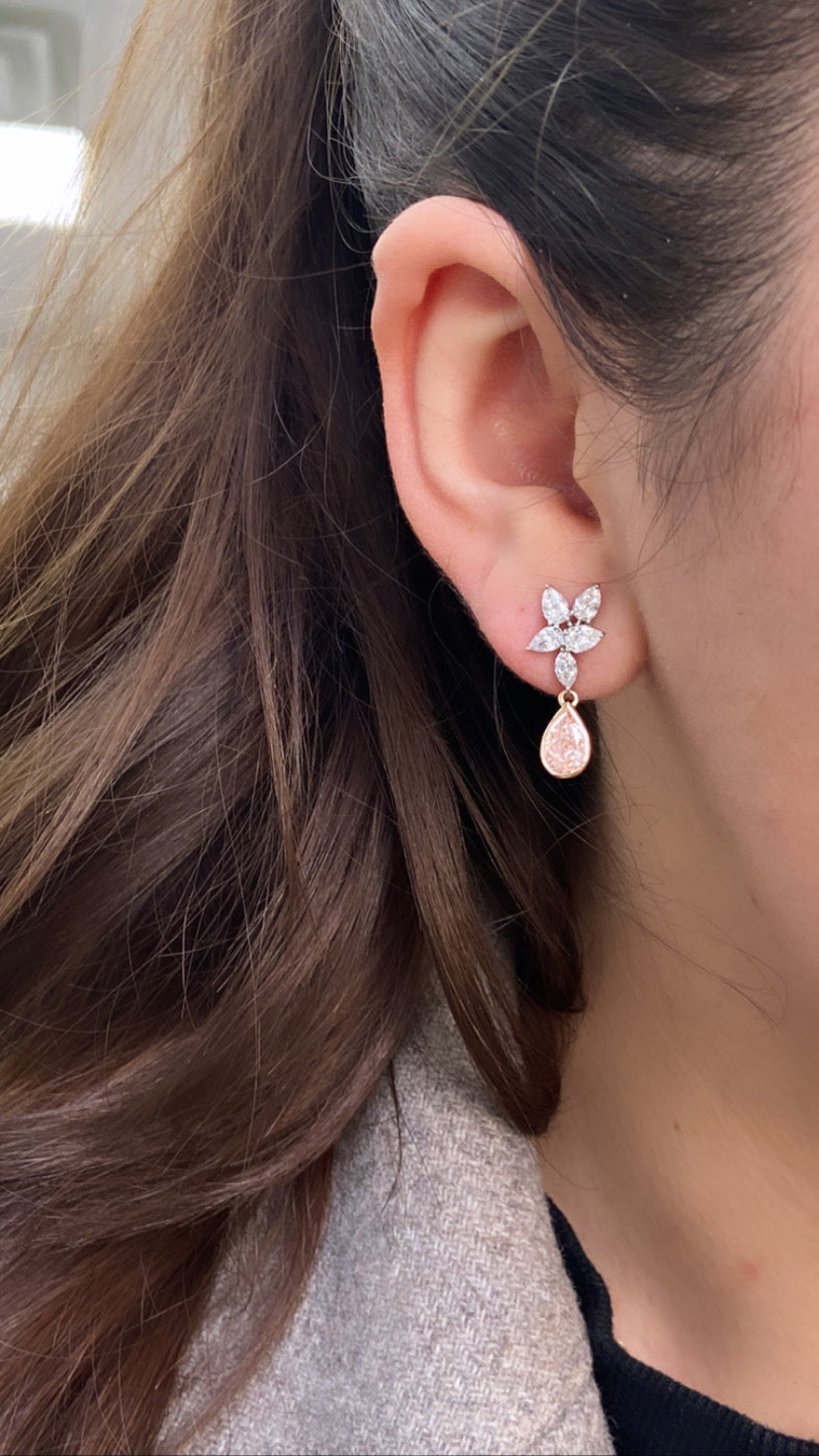 3.91ct Pink Pear drop earrings — color diamond specialists Rare Colors by Namdar