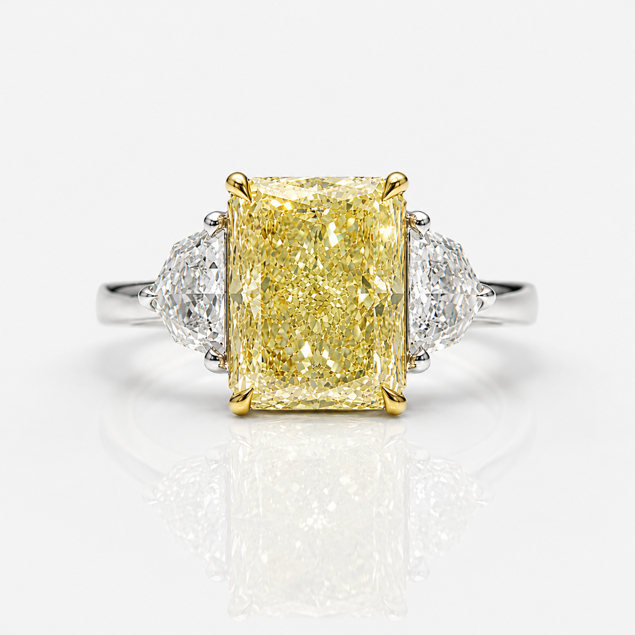 5.13ct GIA Fancy Yellow Elongated Radiant Diamond Engagement Ring