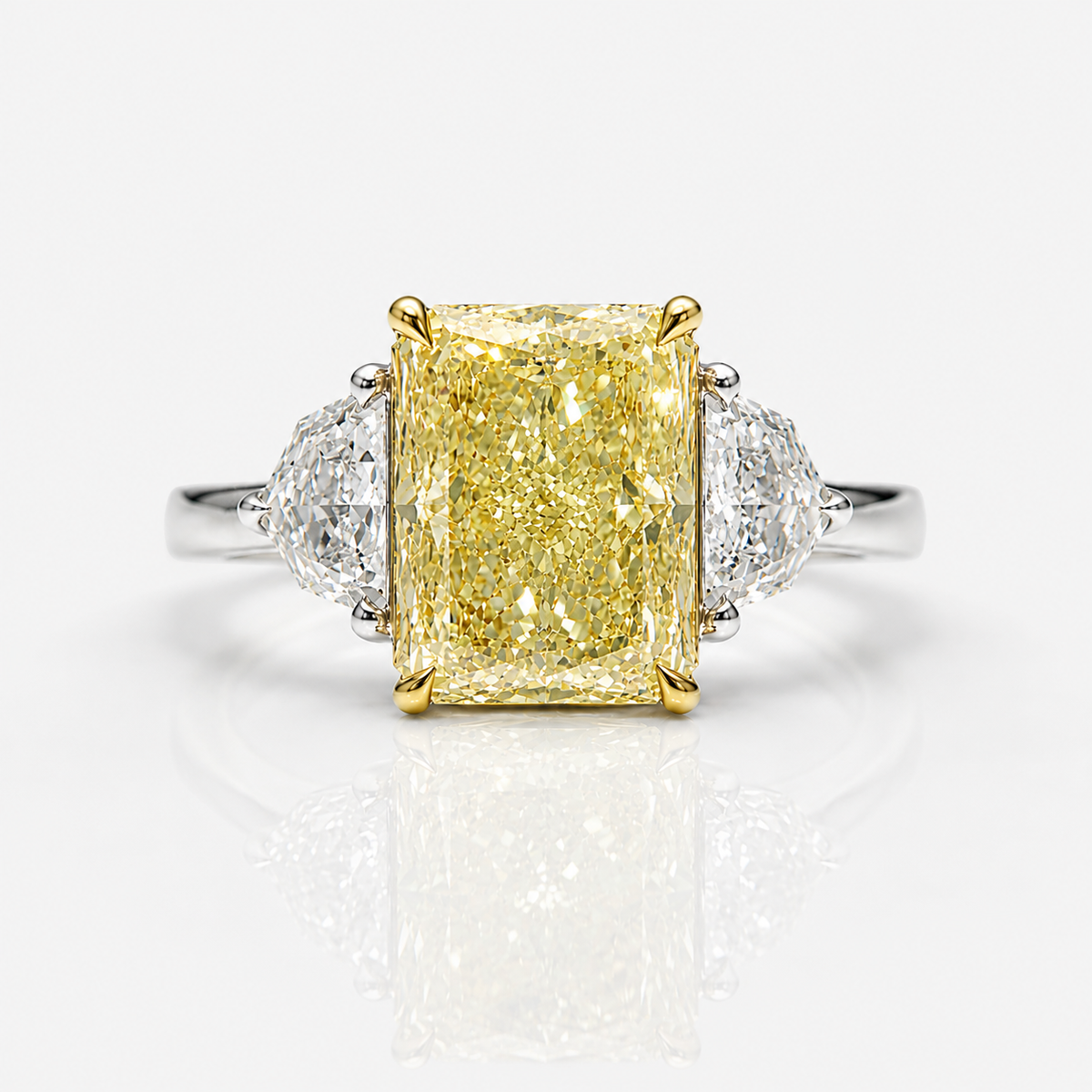 5.13ct GIA Fancy Yellow Elongated Radiant Diamond Engagement Ring