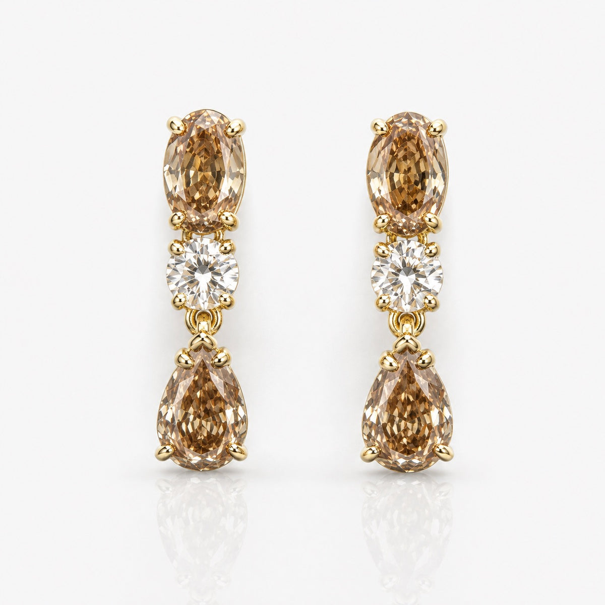 2.3ct Champagne Diamond Dangle Earrings