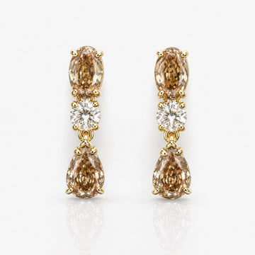 2.3ct Champagne Diamond Dangle Earrings