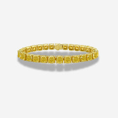 31 Carat GIA Certified Light Yellow Cushion Diamond Tennis Bracelet