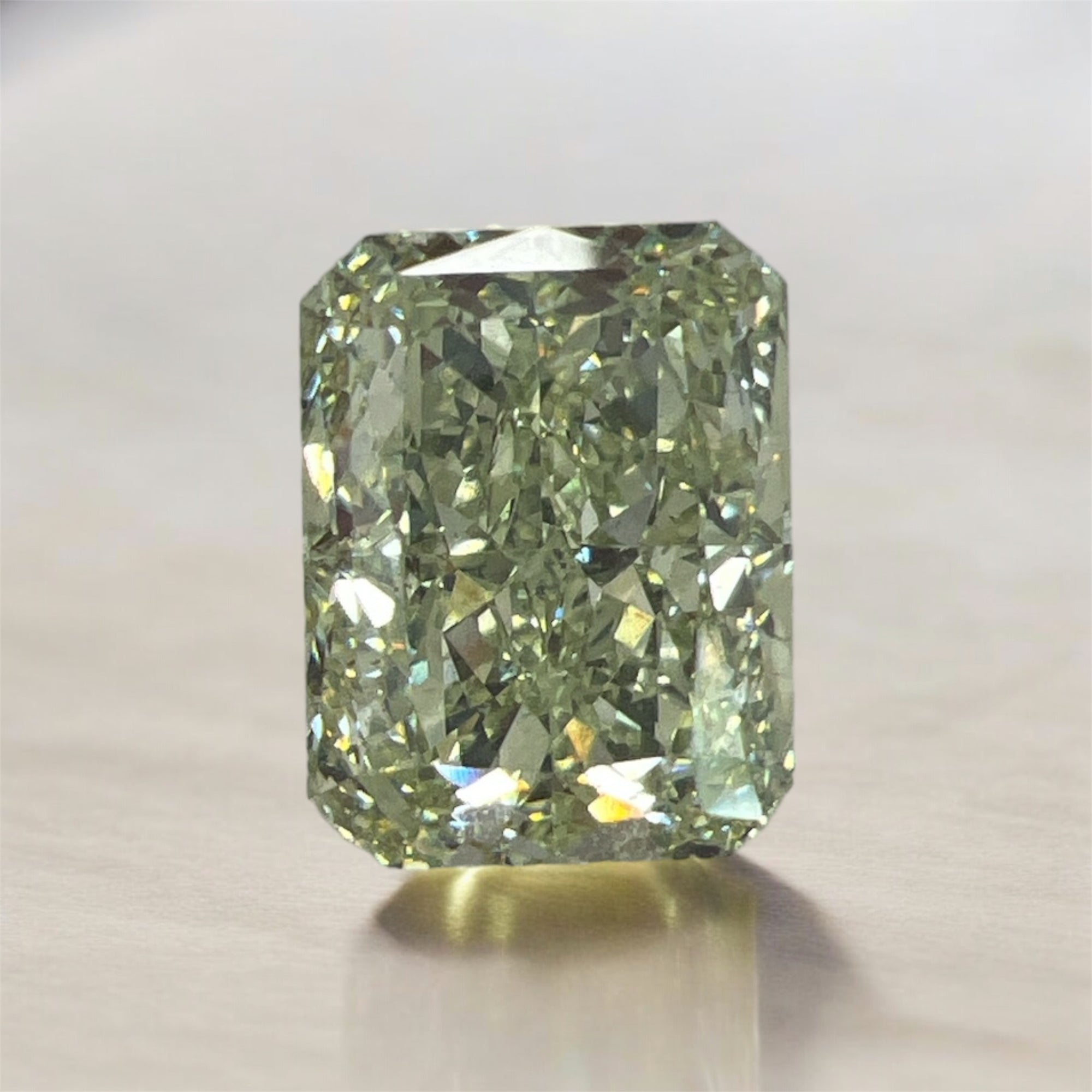 GIA 5.03ct Fancy Intense Yellowish Green Radiant diamond loose stone at Rare Colors by Namdar, 5th Avenue New York