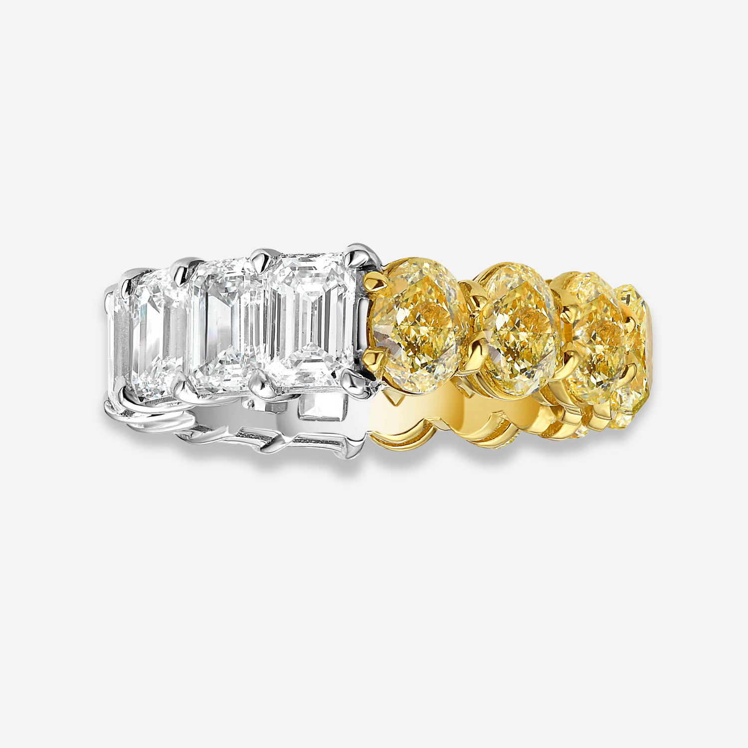 Natural Fancy Yellow Oval diamond band — Rare Colors by Namdar NYC