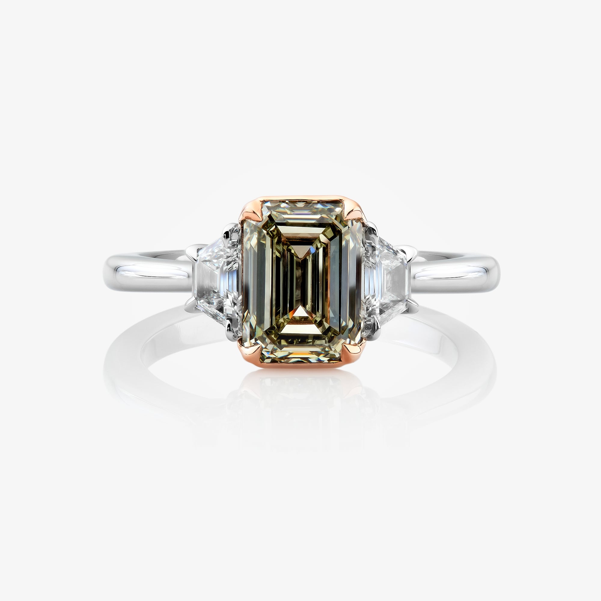 2 Carat Chameleon Green Emerald Diamond Engagement Ring