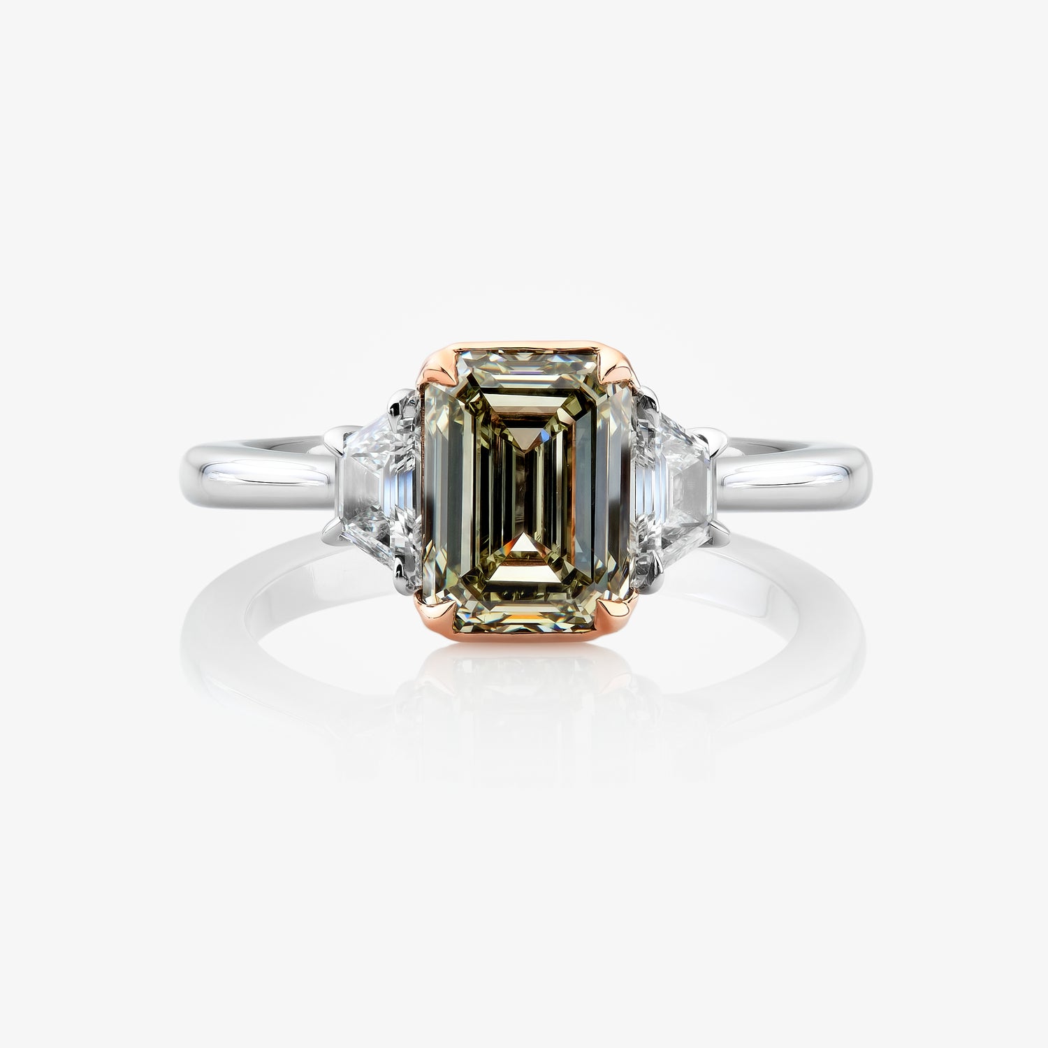 2 Carat Chameleon Green Emerald Diamond Engagement Ring