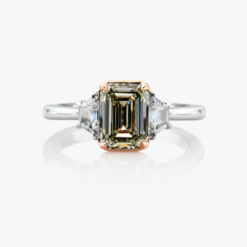 2 Carat Chameleon Green Emerald Diamond Engagement Ring