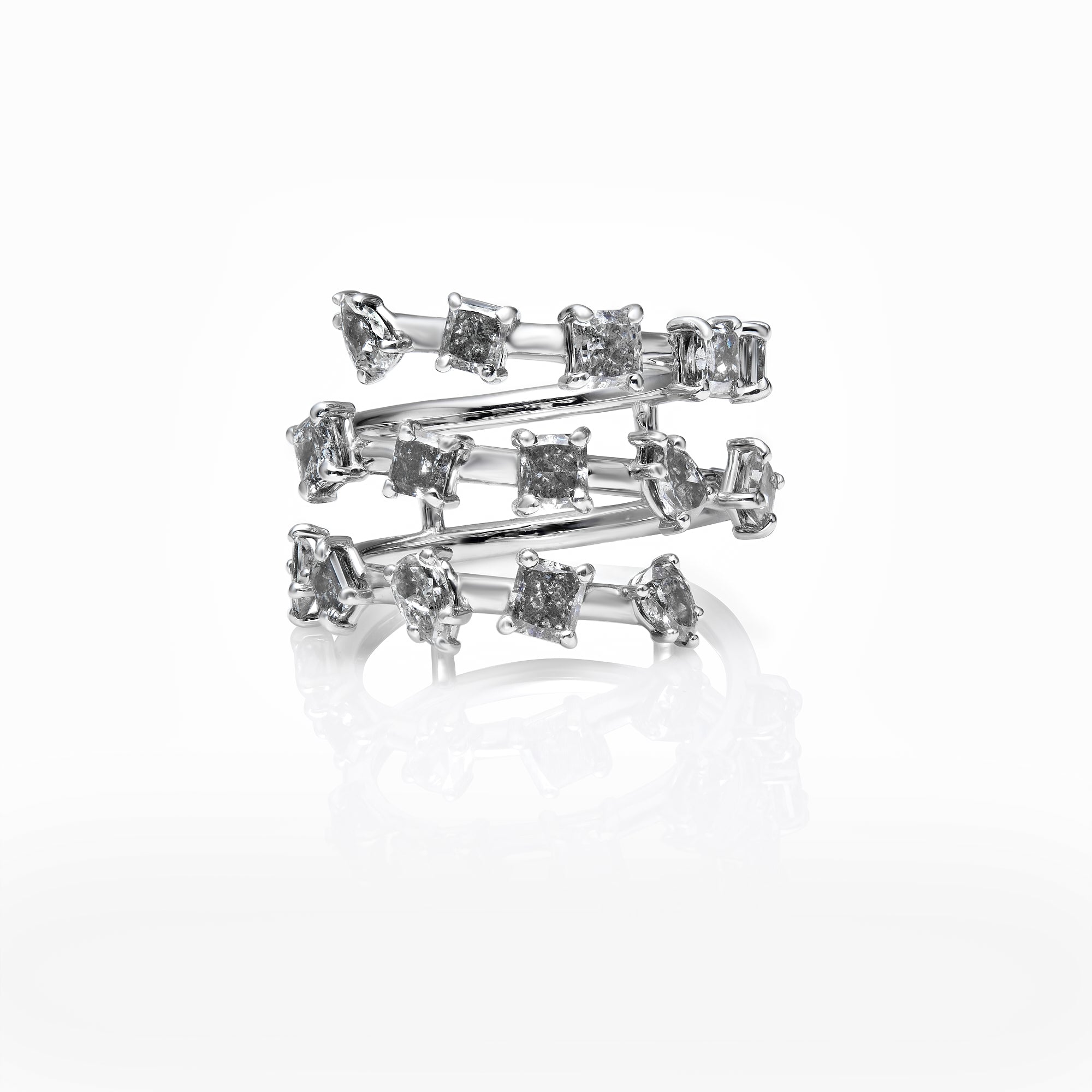 Fancy Gray Diamond Spiral Ring