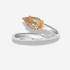 Champagne Diamond Side Pavé Spiral Ring in Platinum