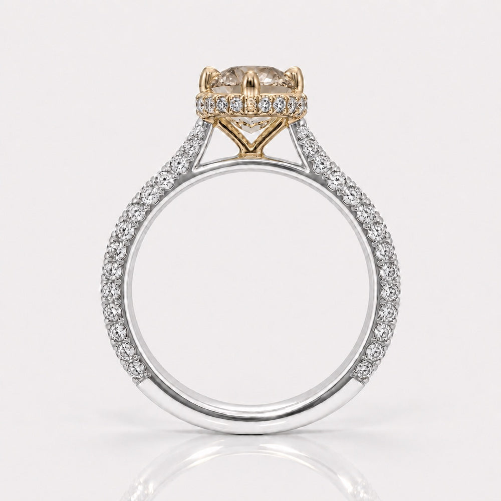 2ct Georgian Bezel Champagne Marquise Diamond Solitaire Engagement Ring