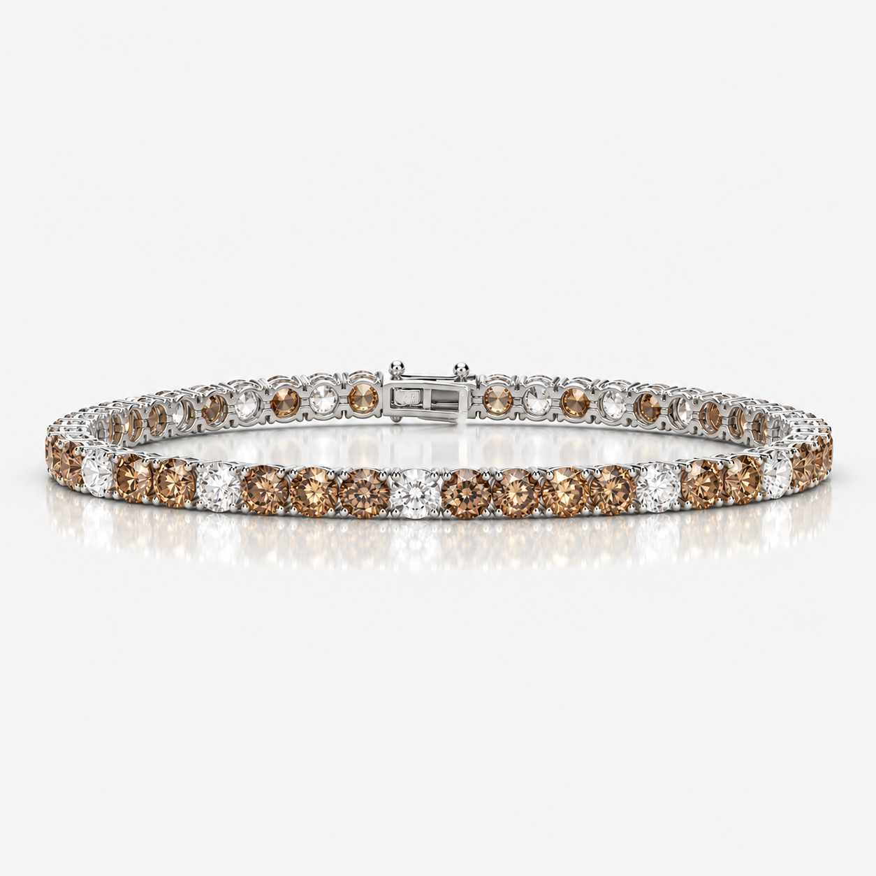 5.5ct Champagne and Colorless Diamond Tennis Bracelet in White Gold